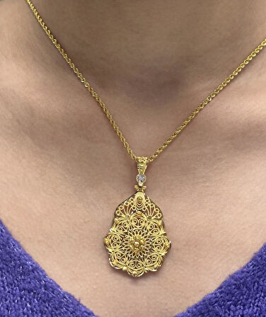  Altın Dorika Toplu Kolye Uçlu Halat Zincir 37006