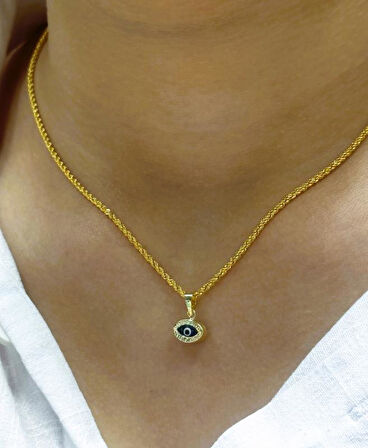  14 Ayar Altın Nazar Boncuklu Halat Zincir 26096