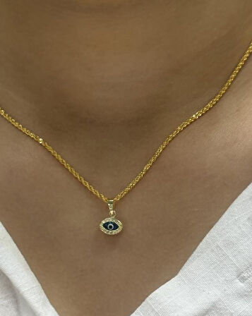  14 Ayar Altın Nazar Boncuklu Halat Zincir 26096