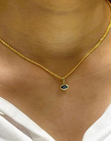  14 Ayar Altın Nazar Boncuklu Halat Zincir 26091