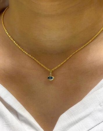  14 Ayar Altın Nazar Boncuklu Halat Zincir 26091