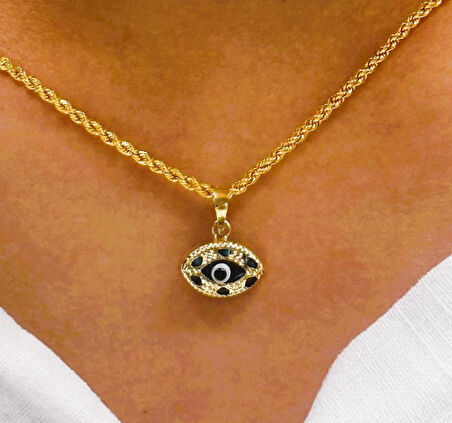  14 Ayar Altın Nazar Göz Boncuk Kolye Ucu 26089-1