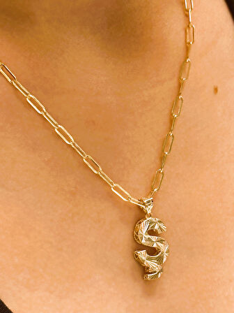  Altın 3 Boyutlu Ş Harfli Ataç Zincir