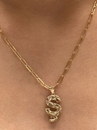  Altın 3 Boyutlu Ş Harfli Ataç Zincir