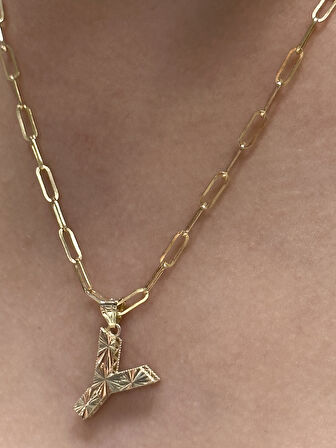  Altın 3 Boyutlu Y Harfli Ataç Zincir