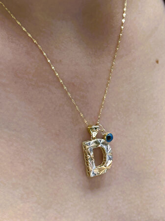  Altın 3 Boyutlu D Harfli Aynalı Zincir