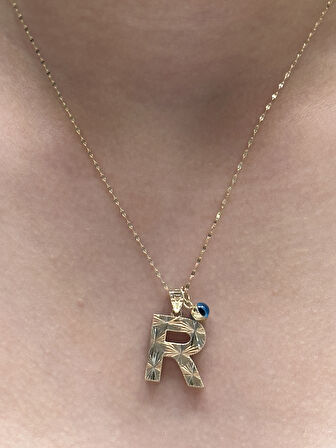  Altın 3 Boyutlu R Harfli Aynalı Zincir