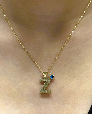  Altın 3 Boyutlu Z Harfli Aynalı Zincir