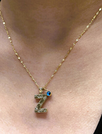  Altın 3 Boyutlu Z Harfli Aynalı Zincir