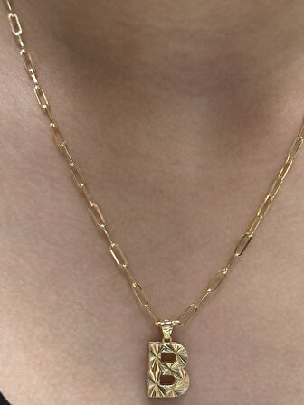  Altın 3 Boyutlu B Harf Kolye Ucu