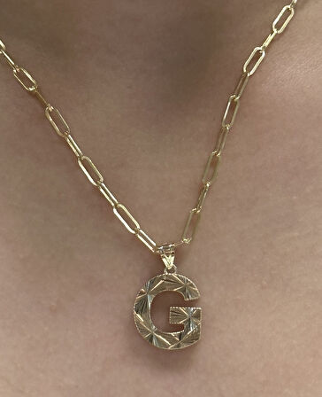  Altın 3 Boyutlu G Harf Kolye Ucu