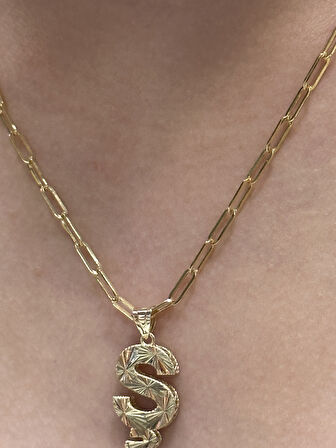  Altın 3 Boyutlu Ş Harf Kolye Ucu