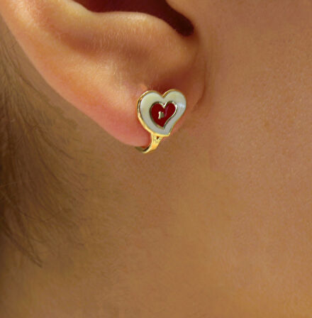  Altın Kalpli Cocuk Küpesi