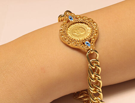  22 Ayar Çeyrek Altınlı Kadın Bileklik CK56