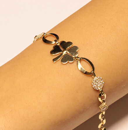  14 Ayar Altın Yonca Model Bileklik 233150