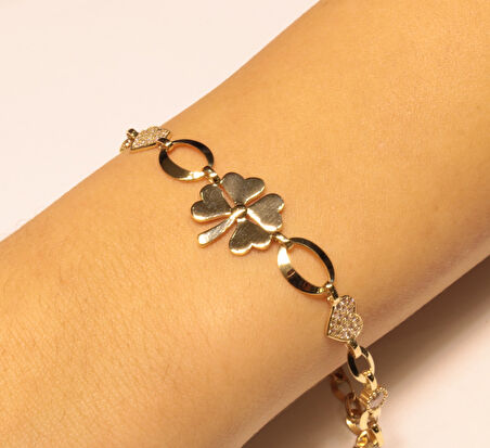 14 Ayar Altın Yonca Model Bileklik 233151