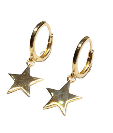 14 Ayar Altın Taşsız Yıldız Model Halka Küpe 25148