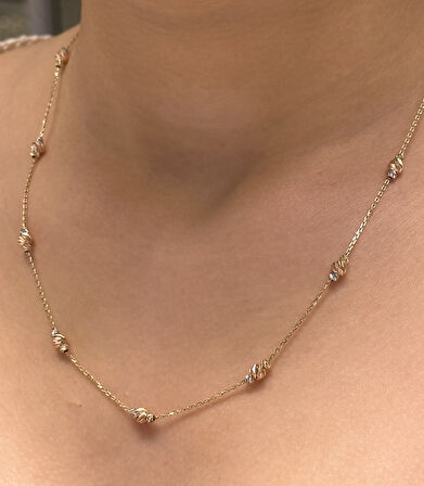  14 Ayar Altın Dorika Toplu Zincir