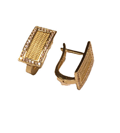  14 Ayar Altın Trabzon Hasır Model J Küpe 25187