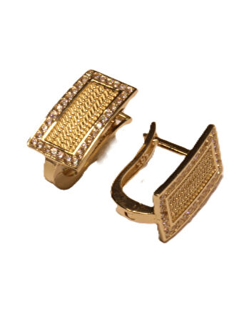  14 Ayar Altın Trabzon Hasır Model J Küpe 25187