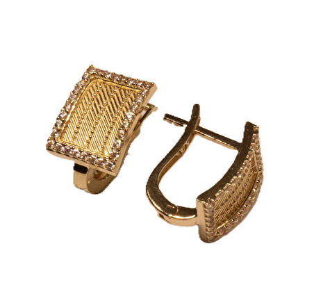  14 Ayar Altın Trabzon Hasır Model J Küpe 25188