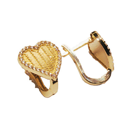  14 Ayar Altın Trabzon Hasır Model Kalpli J Küpe