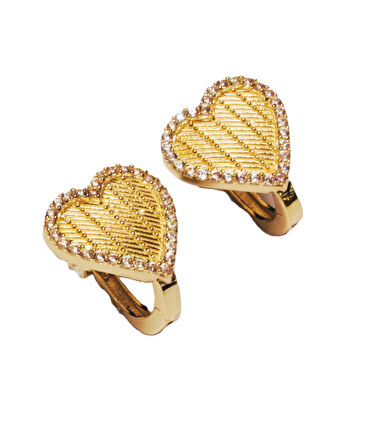  14 Ayar Altın Trabzon Hasır Model Kalpli J Küpe