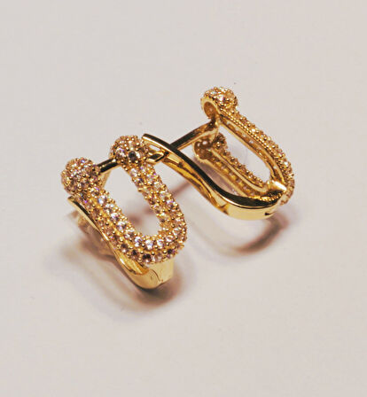 14 Ayar Altın Taşlı Model J Küpe