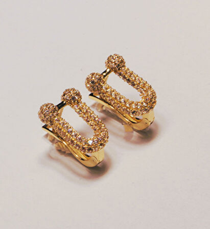 14 Ayar Altın Taşlı Model J Küpe