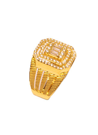  Altın Baget Taşlı Trabzon Hasır Yüzük