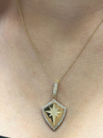  14 Ayar Altın Kutup Yıldız Kolye Uçlu Zincir