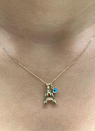  14 Ayar Altın Nazar Boncuklu A Harfli Zincir