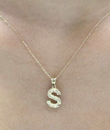 14 Ayar Altın 3 Boyutlu S Harfi