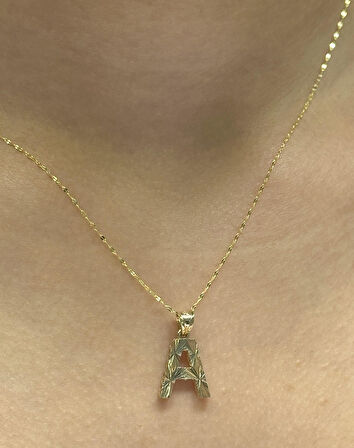 14 Ayar Altın A Harfli Aynalı Zincir