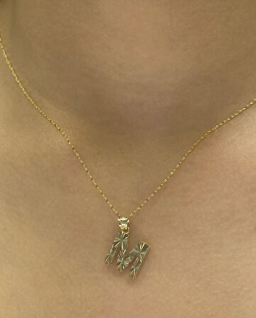 14 Ayar Altın M Harfli Aynalı Zincir