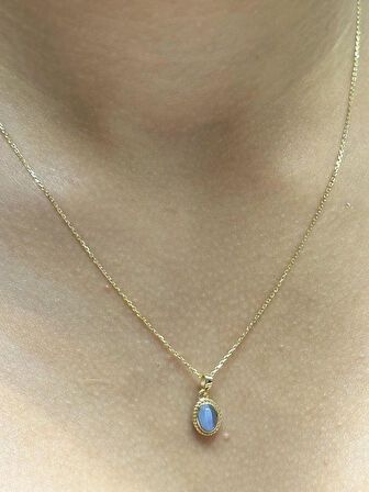  Altın Doğal Taş Kolye Uçlu Zincir 39054