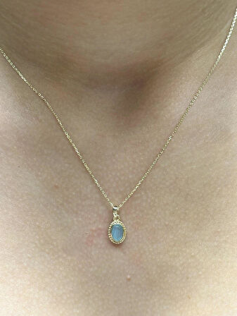  Altın Doğal Taş Kolye Uçlu Zincir 39056