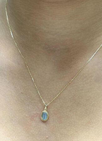  Altın Doğal Taş Kolye Uçlu Zincir 39056