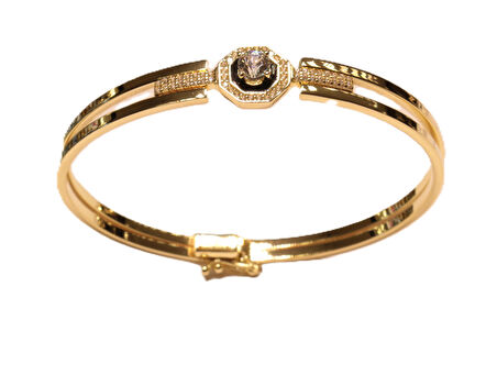  Altın Taşlı Kaburga Kelepçe Bilezik