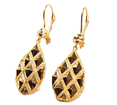  14 Ayar Altın Sallantılı Baklava Model Küpe