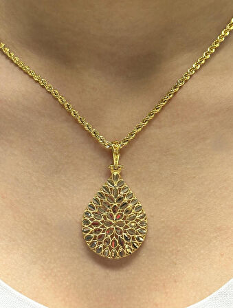 14 Ayar Altın Pul Model Kolye Uclu Halat Zincir 2724