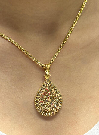 14 Ayar Altın Pul Model Kolye Uclu Halat Zincir 2724