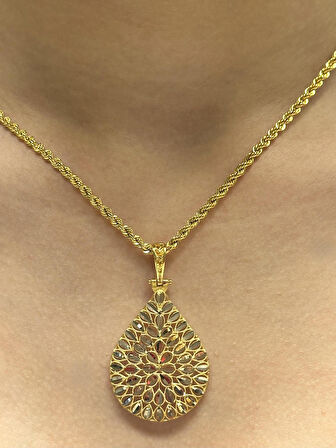 14 Ayar Altın Pul Model Kolye Uclu Halat Zincir 2724