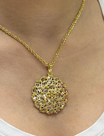  14 Ayar Altın Dorika Toplu Kolye Uclu Halat Zincir 2727