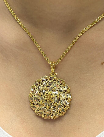  14 Ayar Altın Dorika Toplu Kolye Uclu Halat Zincir 2727