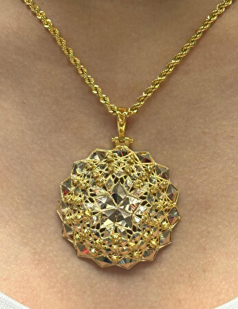  14 Ayar Altın Dorika Toplu Kolye Uclu Halat Zincir 2730