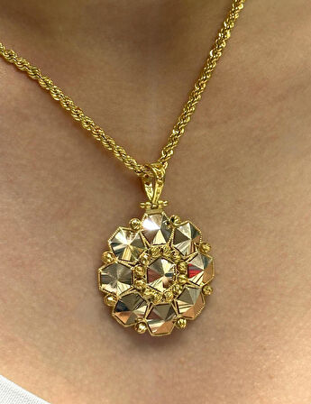  14 Ayar Altın Dorika Toplu Kolye Uclu Halat Zincir 2732