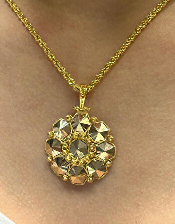  14 Ayar Altın Dorika Toplu Kolye Uclu Halat Zincir 2732