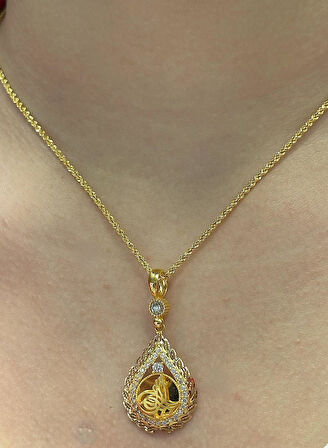 14 Ayar Altın Tuğra Kolye Uçlu Halat Zincir