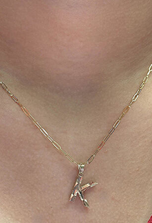  Altın 3 Boyutlu K Harfli Ataç Zincir